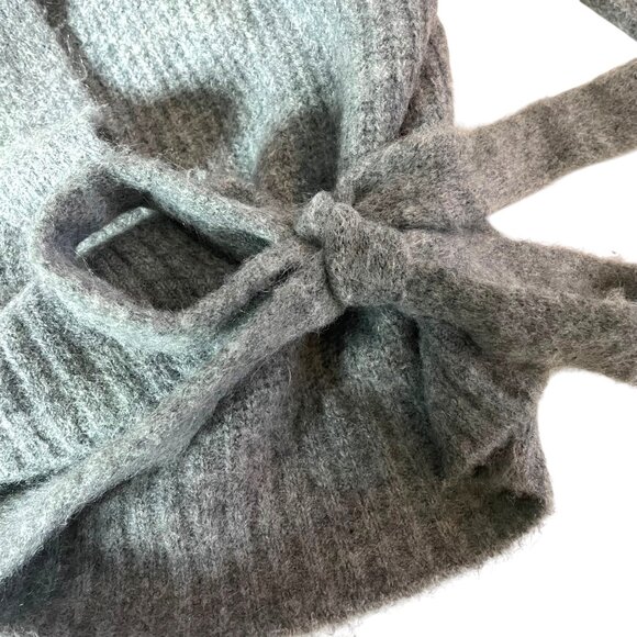 Orfeo Paris Women's Gray Ribbed Wrap Cardigan Sweater Wool Mohair Blend UT OS - Picture 5 of 8